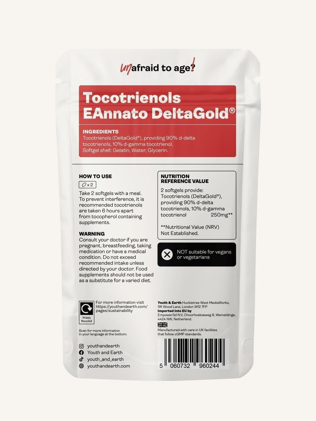 Tocotrienoli EAnnato Delta Gold 125mg, 60 Capsule Morbide - Gioventù & Terra EU Store