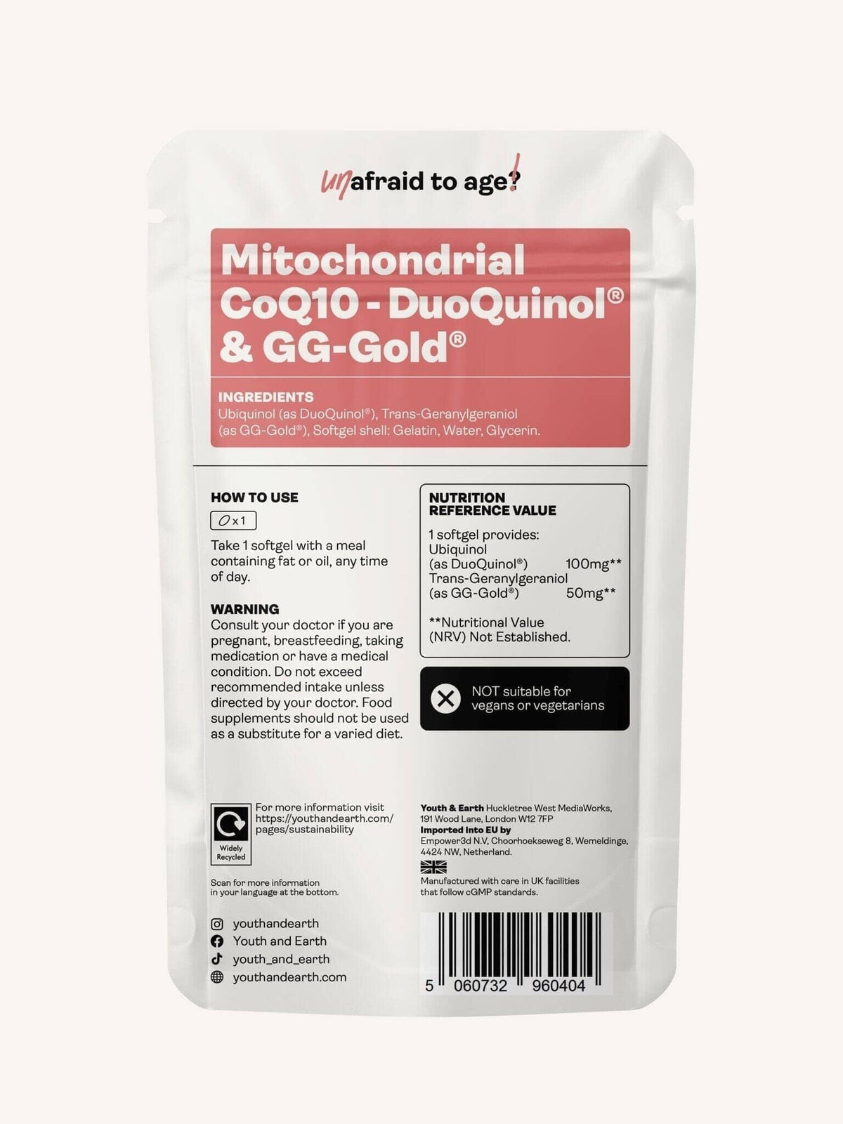 MITOCHONDRIAL CoQ10 (DuoQuinol® & GG-Gold®) Suplemento - Youth & Earth EU Store
