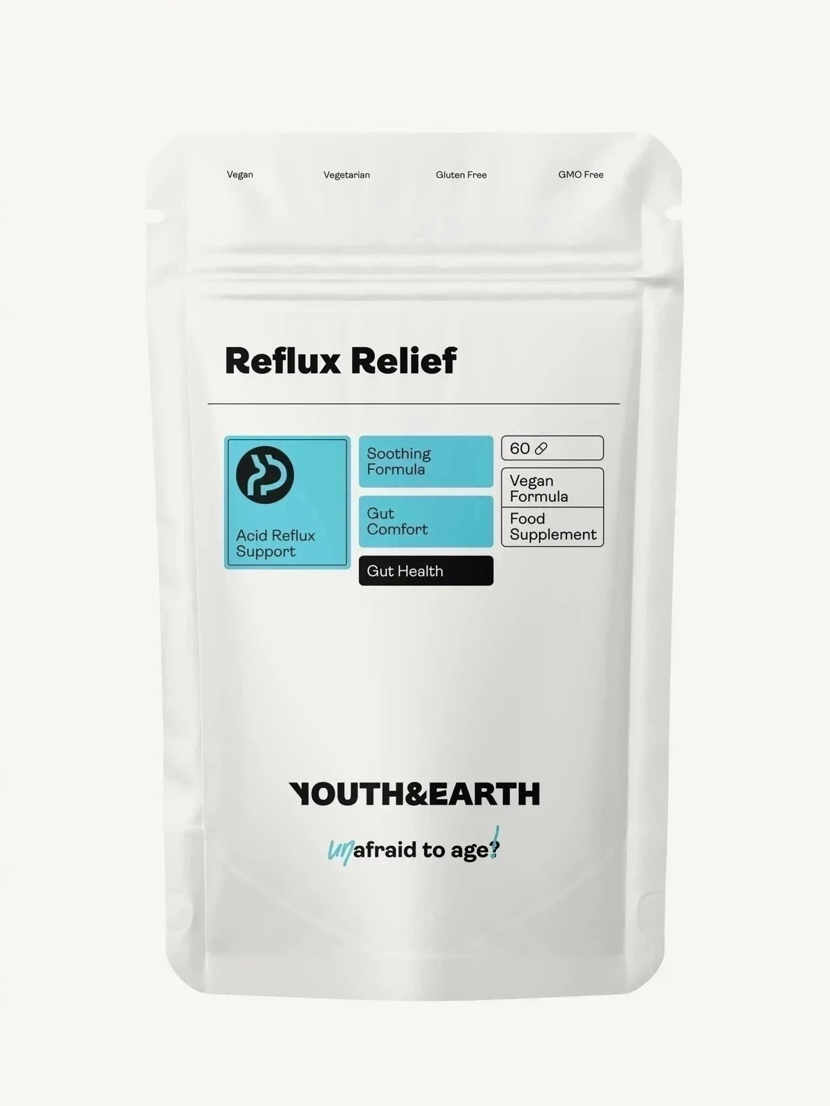 Alívio do refluxo - 60 cápsulas - Youth & Earth EU Store
