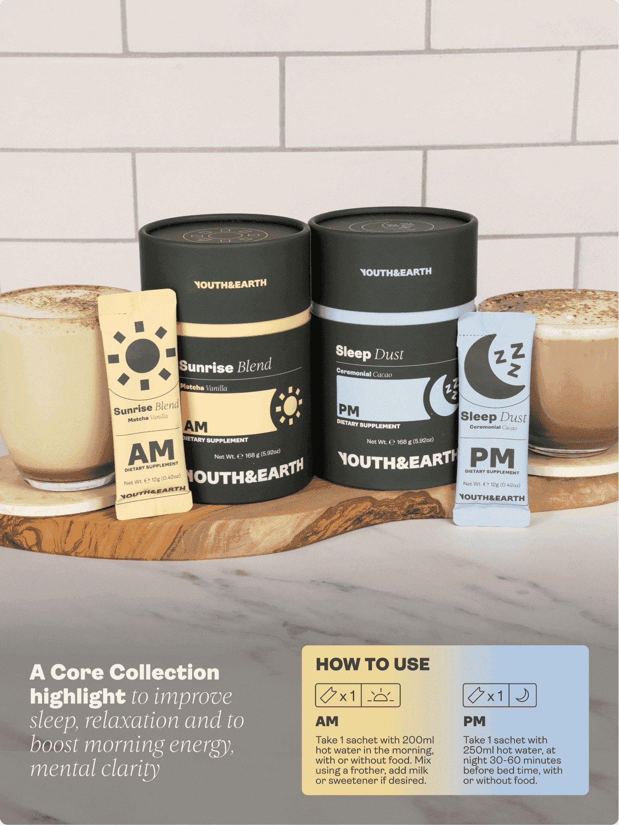 AM: Sunrise Blend & PM: Sleep Dust - Paket - Youth & Earth EU Store