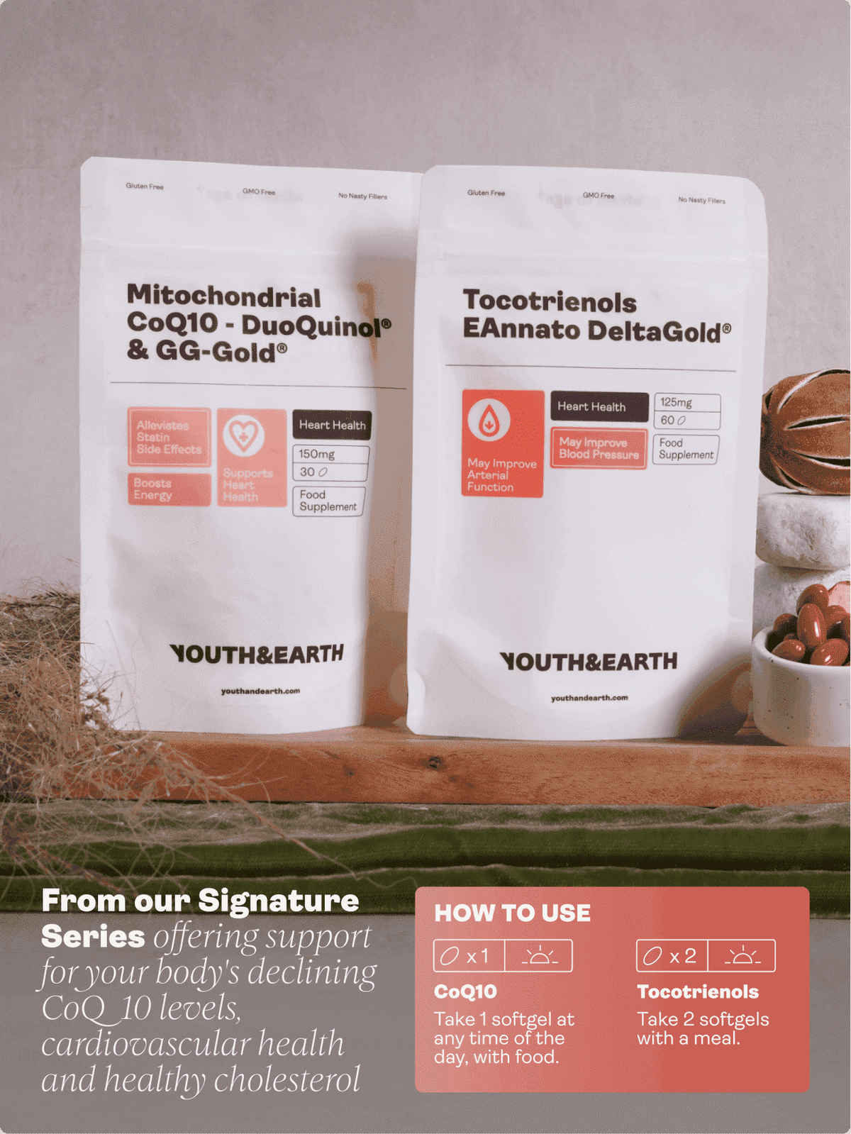 Paket mot kolesterol - Mitokondriell CoQ10 och tokotrienoler - Youth & Earth EU Store