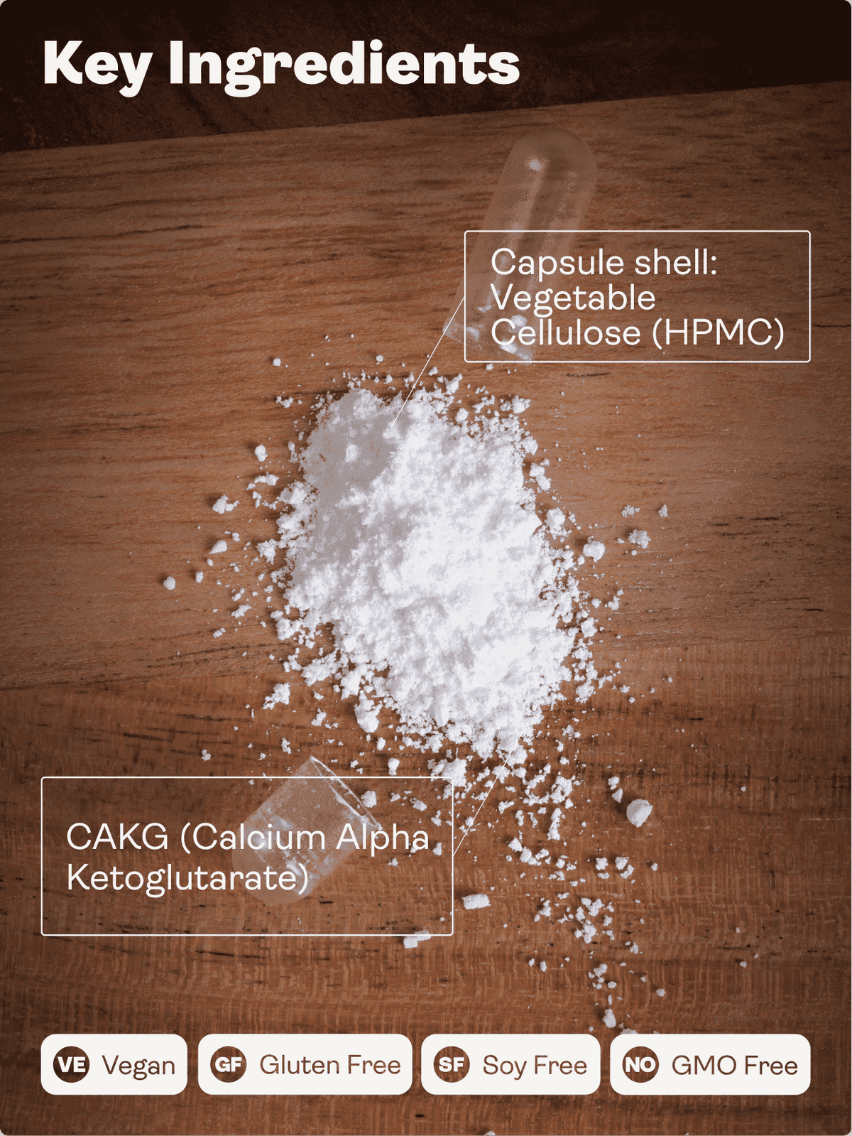 Kalcium-alfa-keto-glutarat (AKG) 500 mg x 60 kapslar - Youth & Earth EU Store